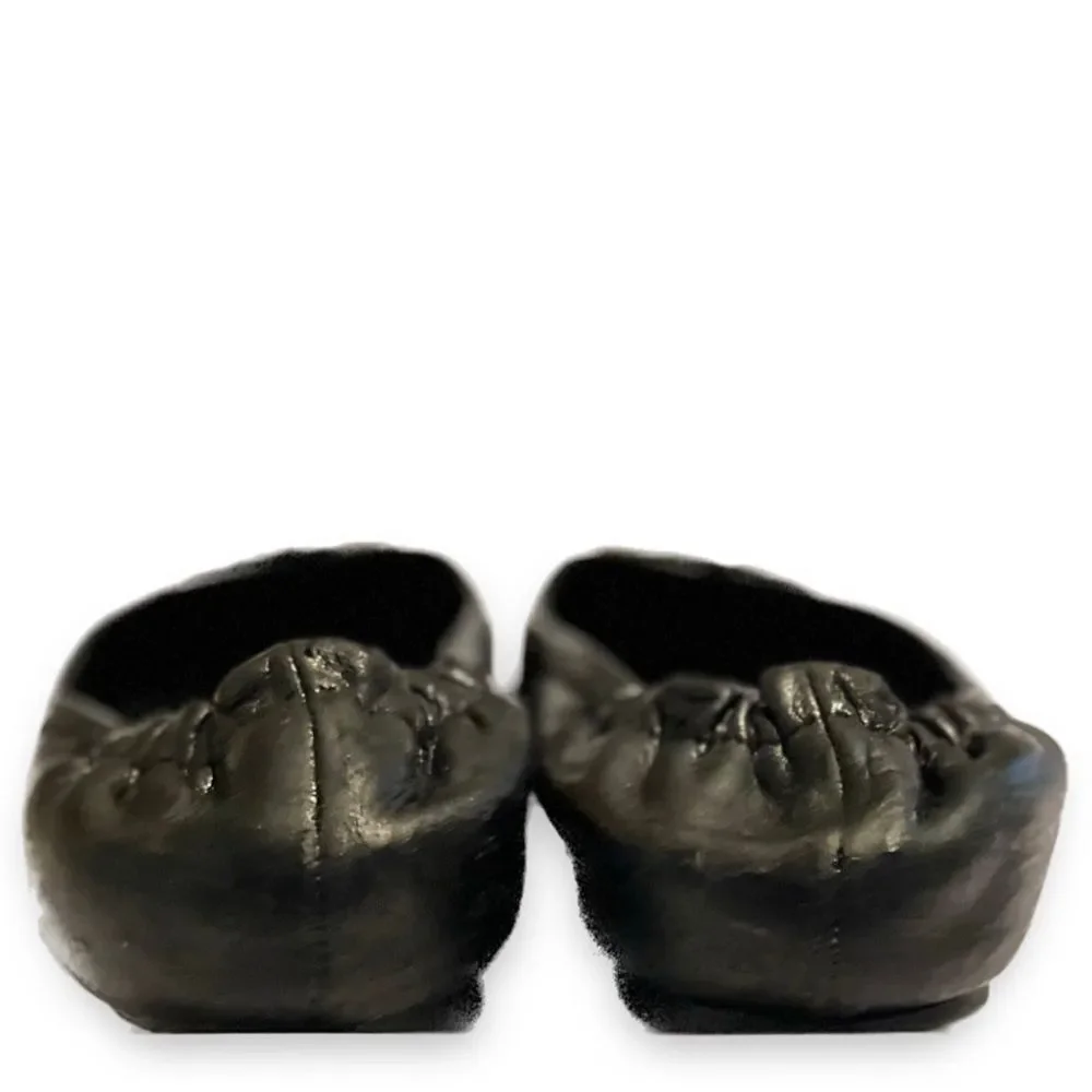 Tory Burch Black Leather Reva Ballet Flats Size 8.5